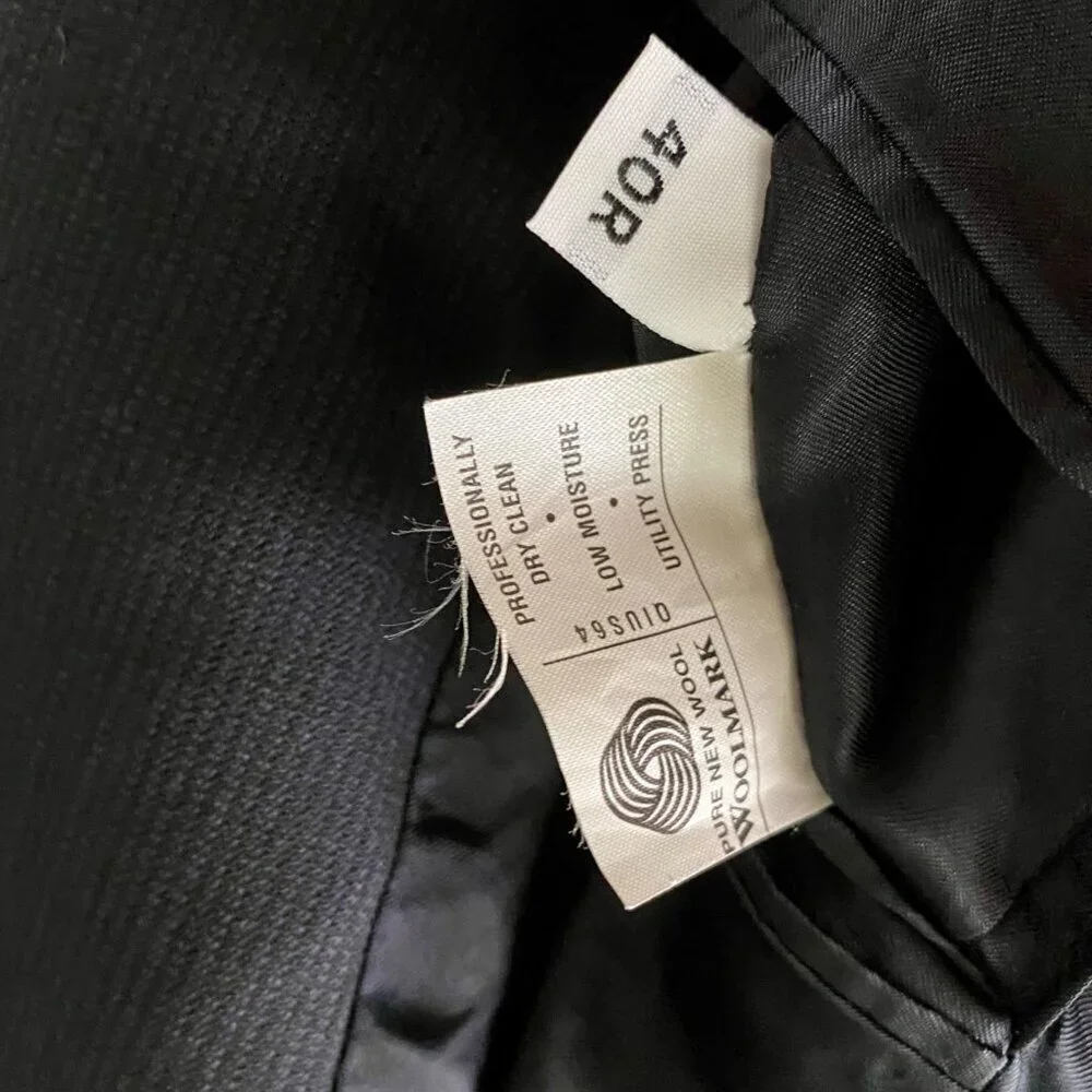 Hart Schaffner Marx Men's 2-Button Black Gray Wool Suit Jacket Blazer 40R